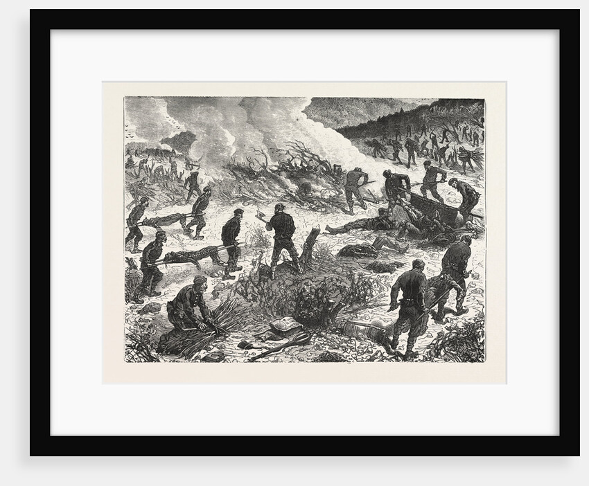 The War: Servian Soldiers Burning the Bodies of Turks Killed in the Fight of August 23, and Unrecovered on the 27th, in the Wood of Buimir, Near Alexina by Anonymous