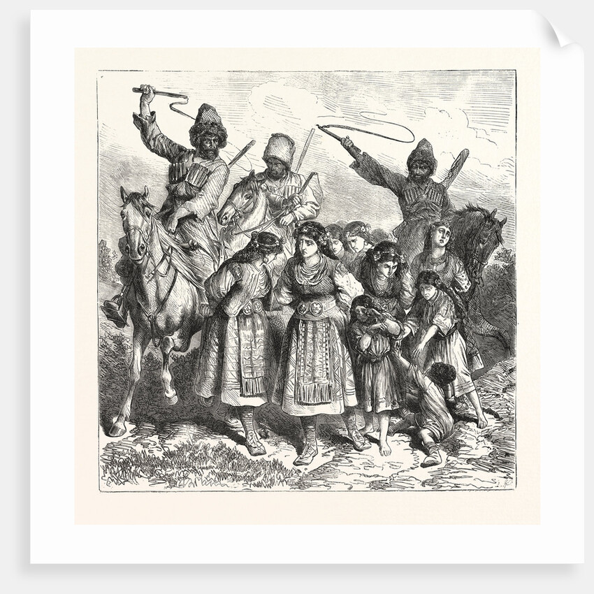 The Turko Servian War, Circassians Carying Off Bulgarian Women and Children, Turkey, Serbia by Anonymous