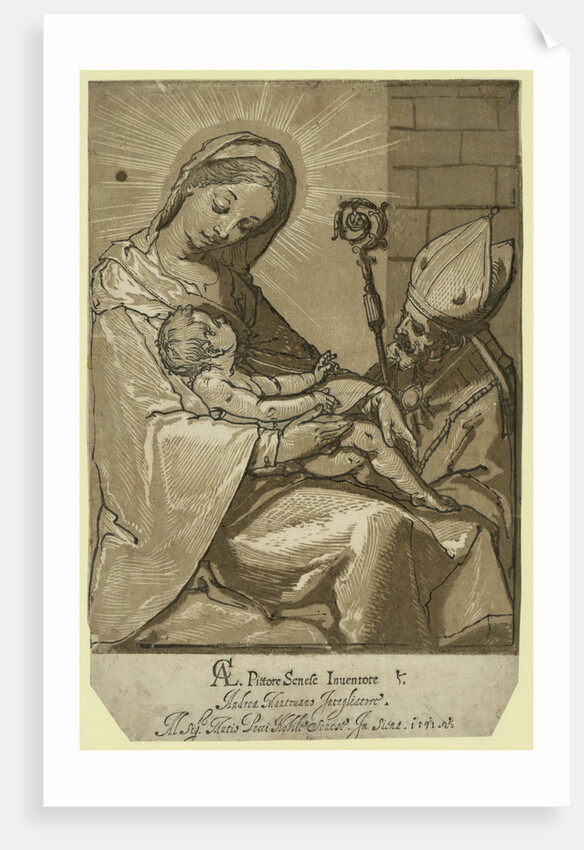 The Virgin, Child, and a Bishop, Andreani, Andrea, Approximately 1560-1623 by Anonymous