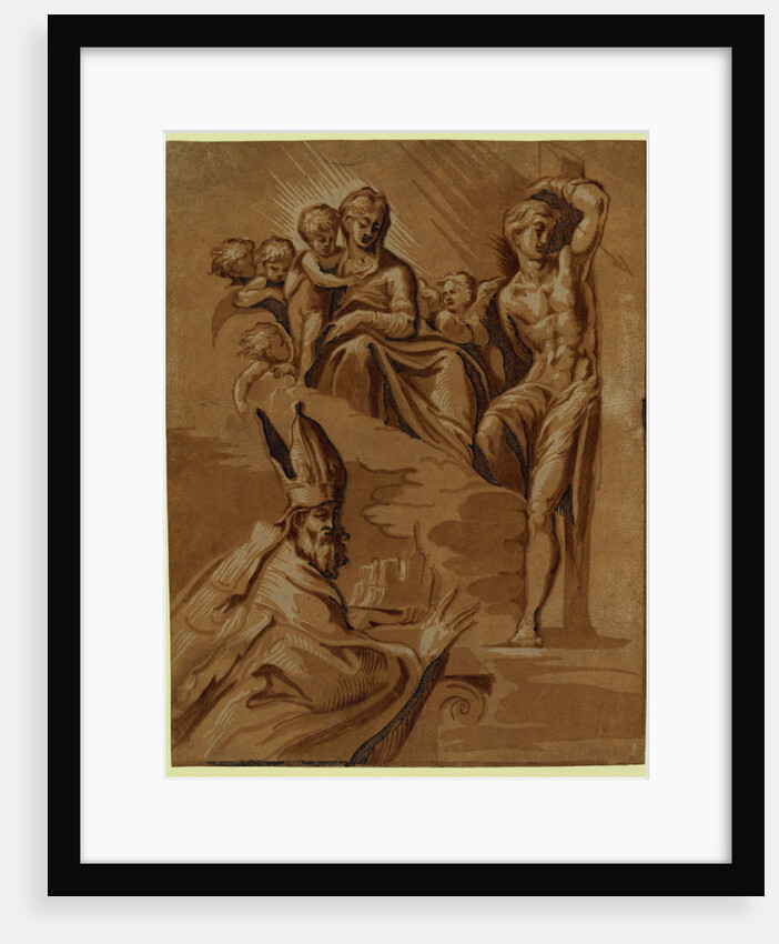 The Virgin, St. Sebastian and a Holy Bishop by Anonymous