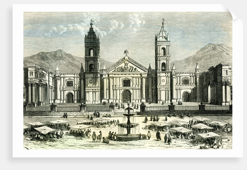 Arequipa Square and Cathedral 1869 Peru by Anonymous