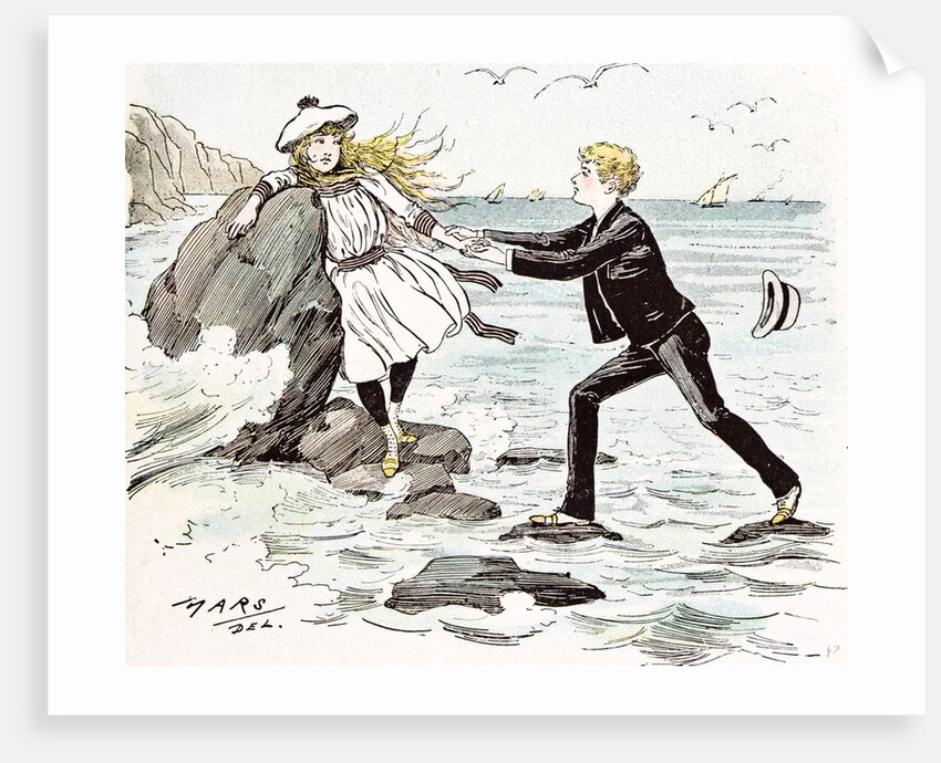 A Maiden in Distress in Hastings Britain 1892 by Anonymous