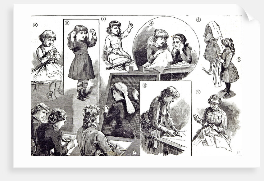 Child Education Teaching Needlework in 1883 by Anonymous