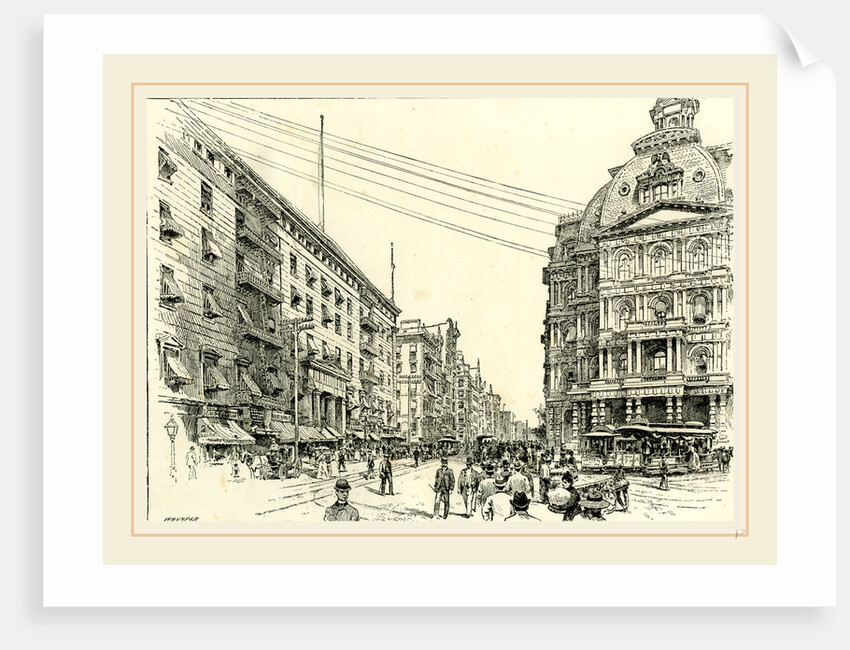 Broadway, showing Astor house and the post office, US, 19th century by Anonymous