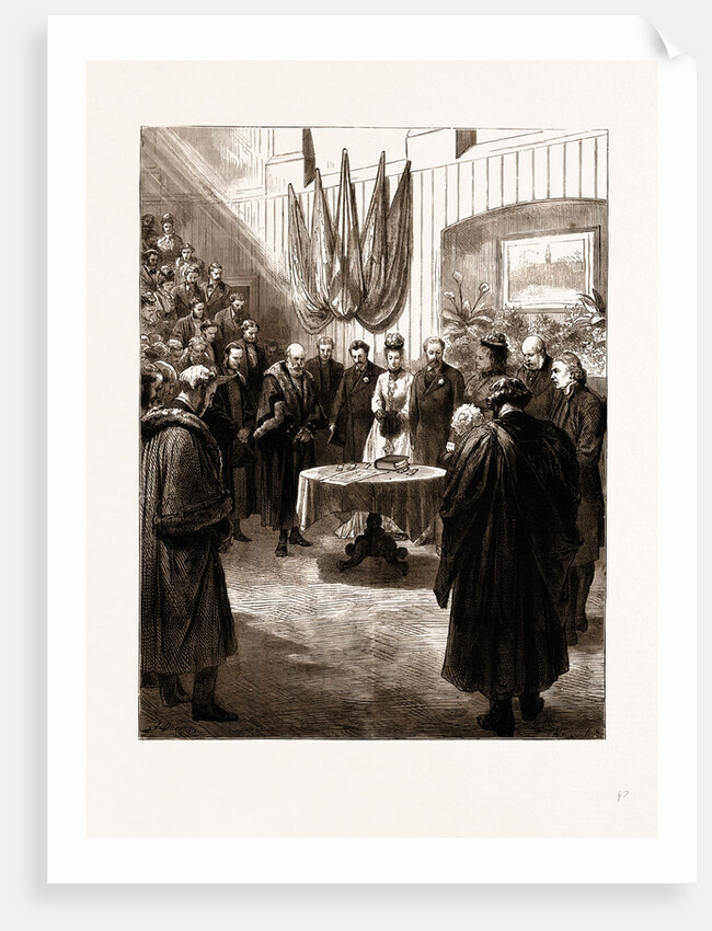 Opening Of The New Merchant Taylors' Schools By The Prince And Princess Of Wales, 1875: The Archbishop Of Canterbury Offering Up A Prayer by Anonymous