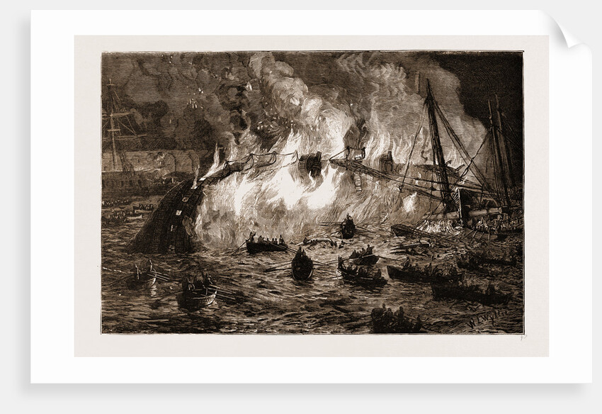 Burning Of The French Ironclad richelieu At Toulon, France by Anonymous