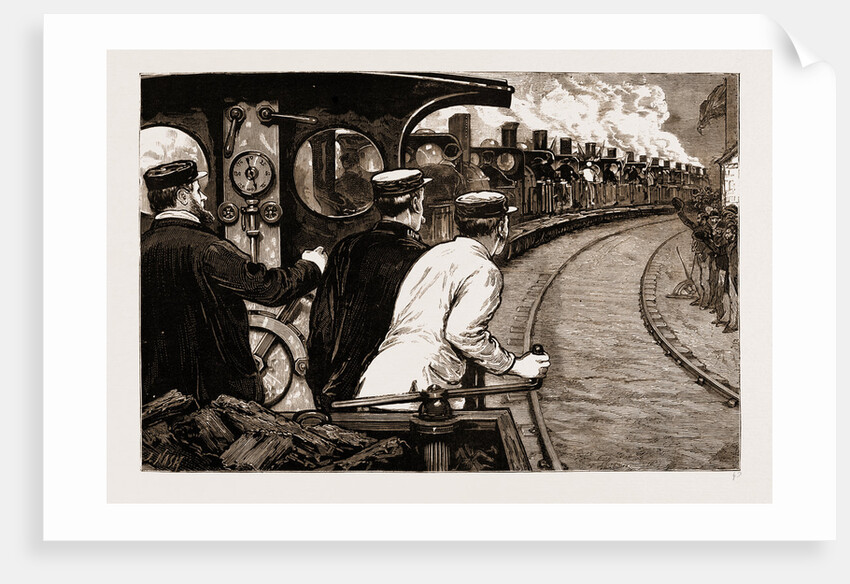 The Stephenson Centenary Celebration At Newcastle-on-tyne: Procession Of Locomotives Passing The House At Wylam, Newcastle by Anonymous