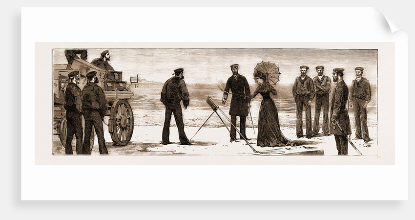 The Duke Of Edinburgh Inspecting The Coast-guard At Falmouth, The Duchess Firing A Life-saving Rocket by Anonymous