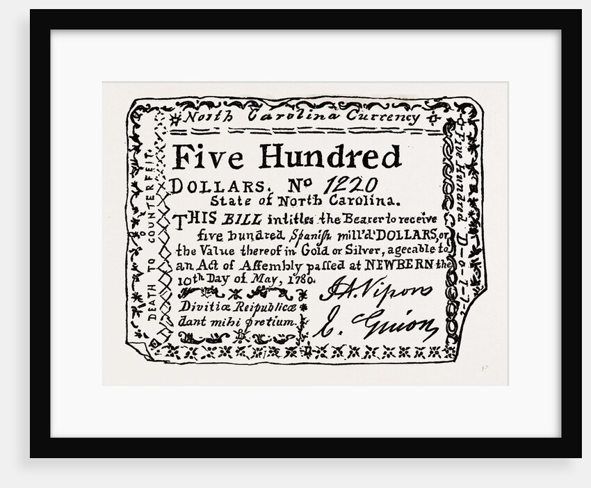 Fac-simile of North Carolina Shin-plaster, 1780 by Anonymous