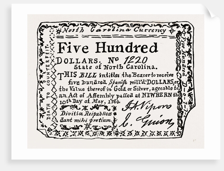 Fac-simile of North Carolina Shin-plaster, 1780 by Anonymous