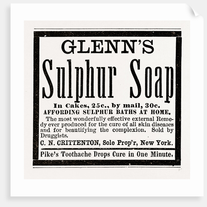 Glenn's Sulphur Soap, 1880, USA by Anonymous