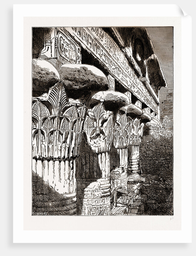 Capitals And Architrave of the Temple At Esneh, 1880, Egypt by Anonymous