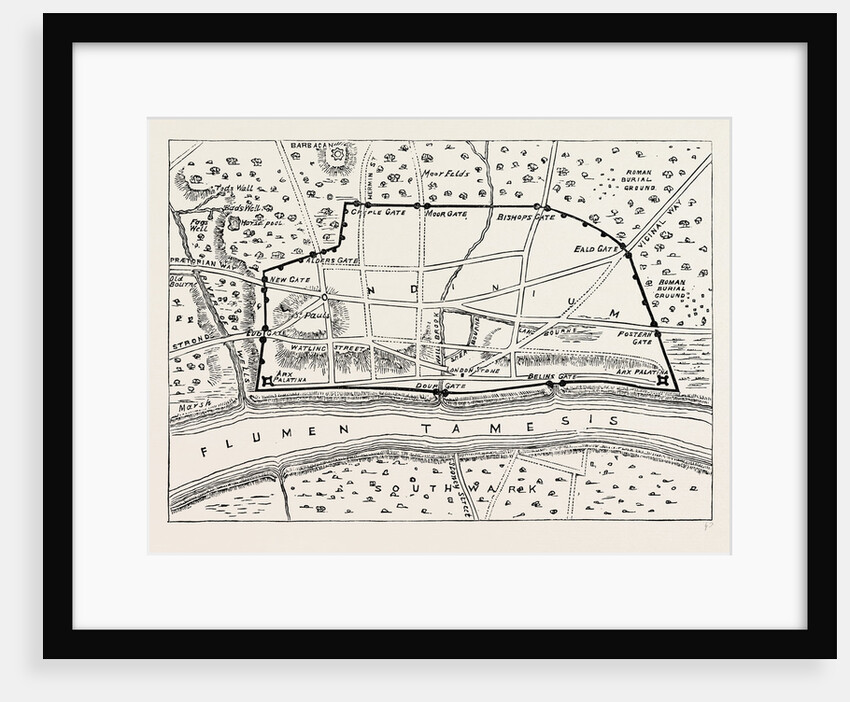 Plan of Roman London, Map, 19th Century by Anonymous
