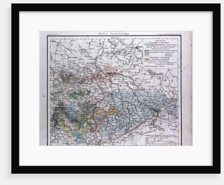 Germany, Deutschland, antique map 1869 by Th. von Liechtenstern and Henry Lange
