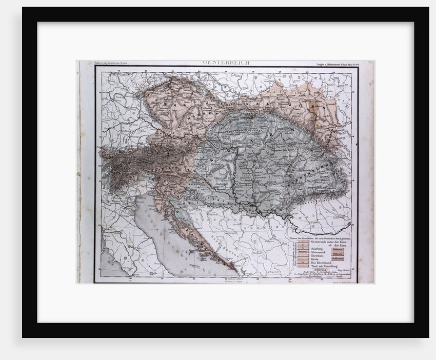 Austria, Oesterreich, antique map 1869 by Th. von Liechtenstern and Henry Lange