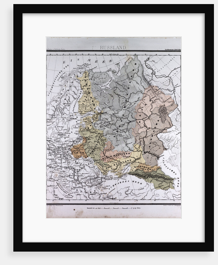 Russia, antique map 1869 by Th. von Liechtenstern and Henry Lange