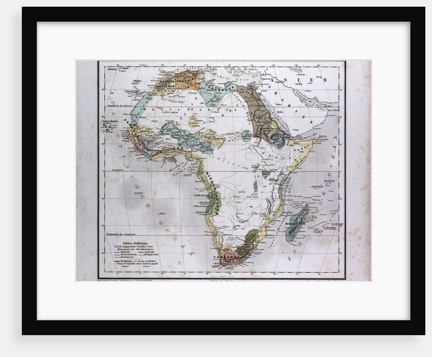 Africa Map, antique map 1869 by Th. von Liechtenstern and Henry Lange