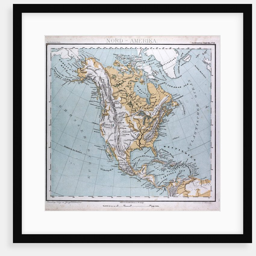 North America Map, antique map 1869 by Th. von Liechtenstern and Henry Lange