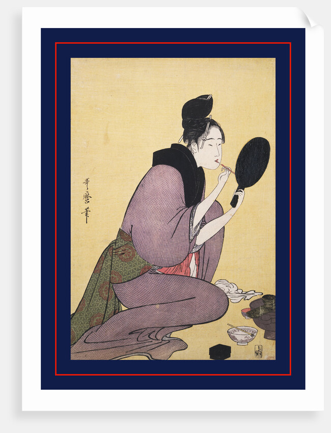 Kuchi-beni,Painting the lips by Utamaro Kitagawa