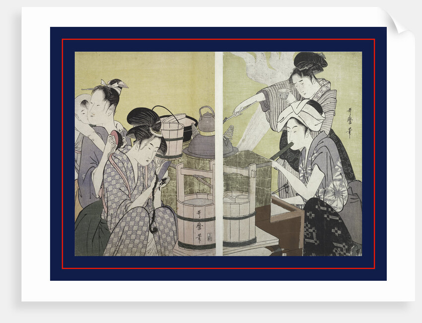 Daidokoro, Kitchen scene by Utamaro Kitagawa