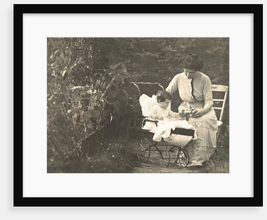 Olga Titzenthaler-Badenberg and Marba Titzenthaler, wife and daughter of the photographer, on the roof of the house Friedrichstrasse, Berlin, Germany by Waldemar Titzenthaler