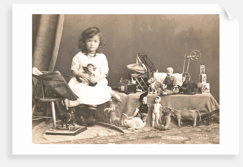 Marba Titzenthaler, daughter of the photographer, in the house Friedrichstrasse Berlin, with toys, Germany by Waldemar Titzenthaler