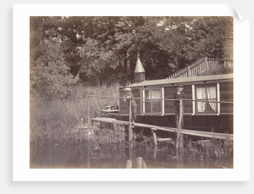 Two boys on a jetty for a houseboat in Amsterdam by Anonymous