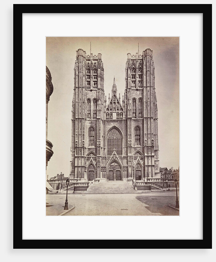 The facade of St Michael's and St. Gudula Cathedral, Sint-Michiel and Sint-Goedelekathedraal in Brussels, Belgium by Anonymous