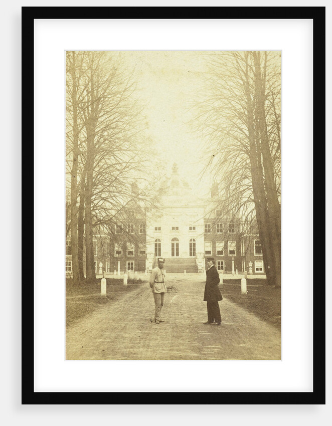 Palace Huis ten Bosch, with two men standing in the driveway, The Hague by Anonymous