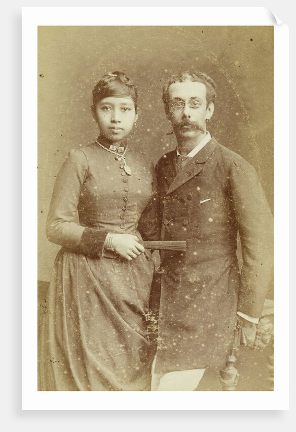 Studio Portrait of a couple, a Javanese woman and a European man by Woodbury & Page