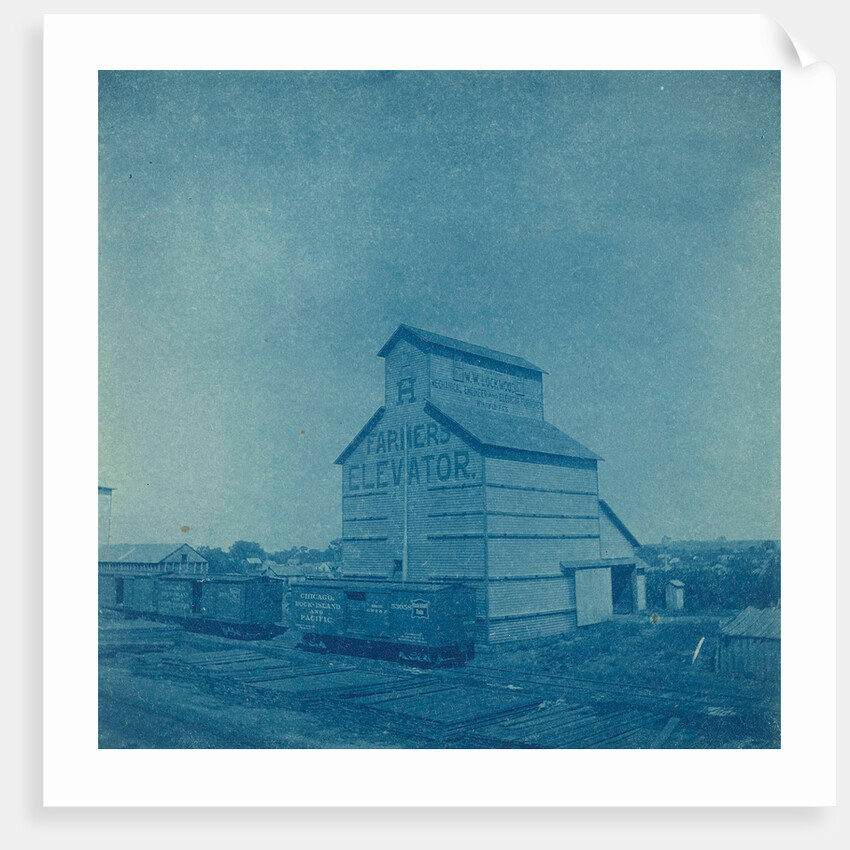 Grain Elevator (Farmer's Elevator), Kingfisher, Oklahoma, United States, with train by Anonymous