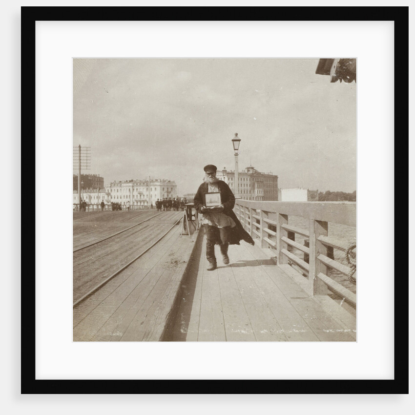 Man walks across a bridge across the Neva in St. Petersburg, Russia by Henry Pauw van Wieldrecht