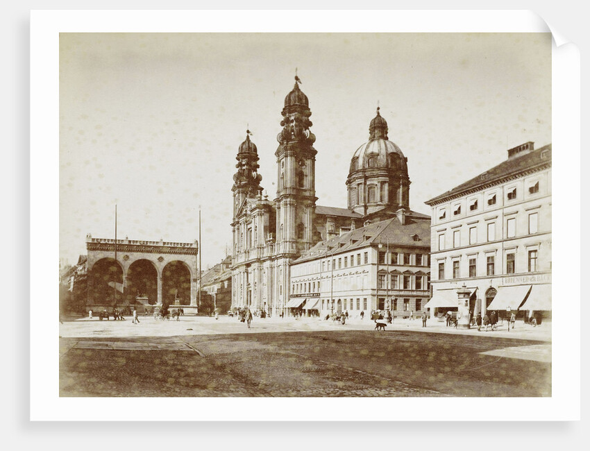 Square with St. Luke church in Munich by Germany