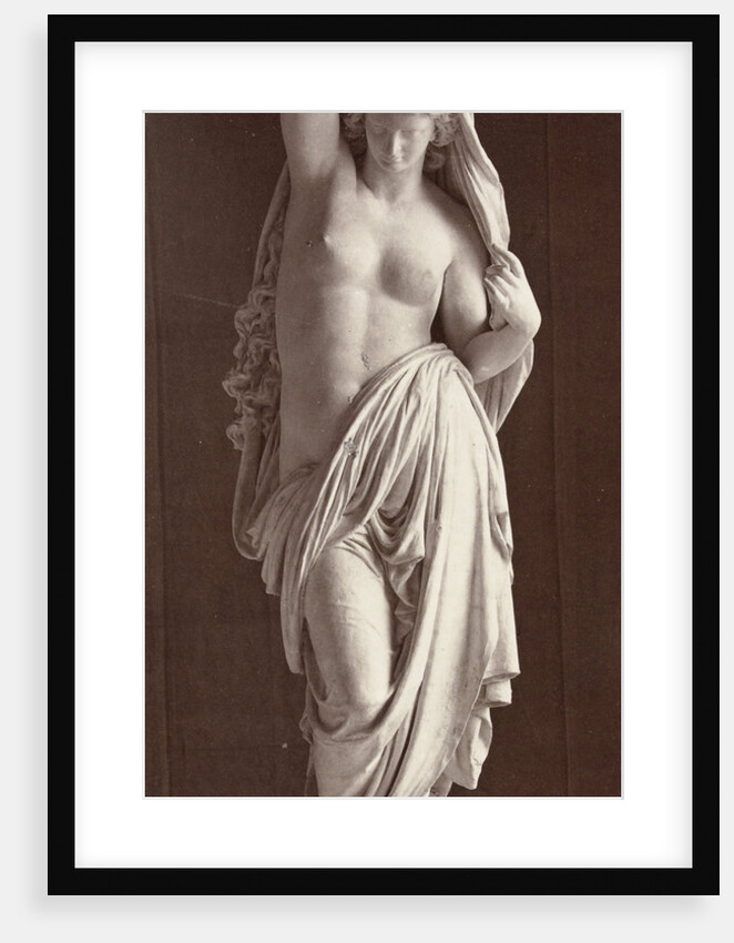 Marble statue of a naked woman draped with cloth body by Louis-Emile Durandelle