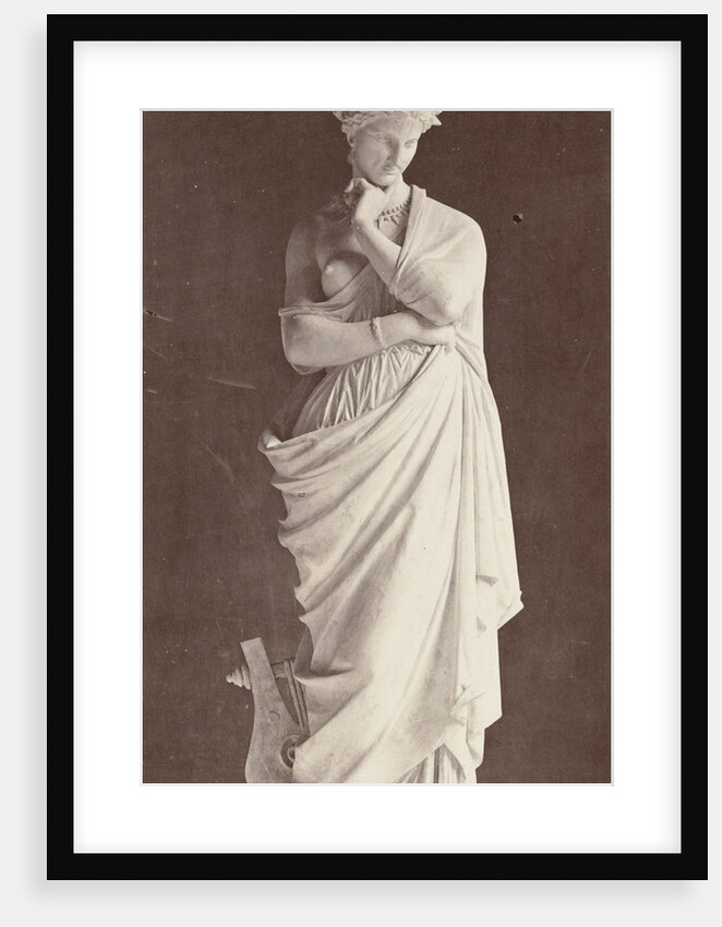 Marble statue of a woman in robe with a bare chest by Louis-Emile Durandelle