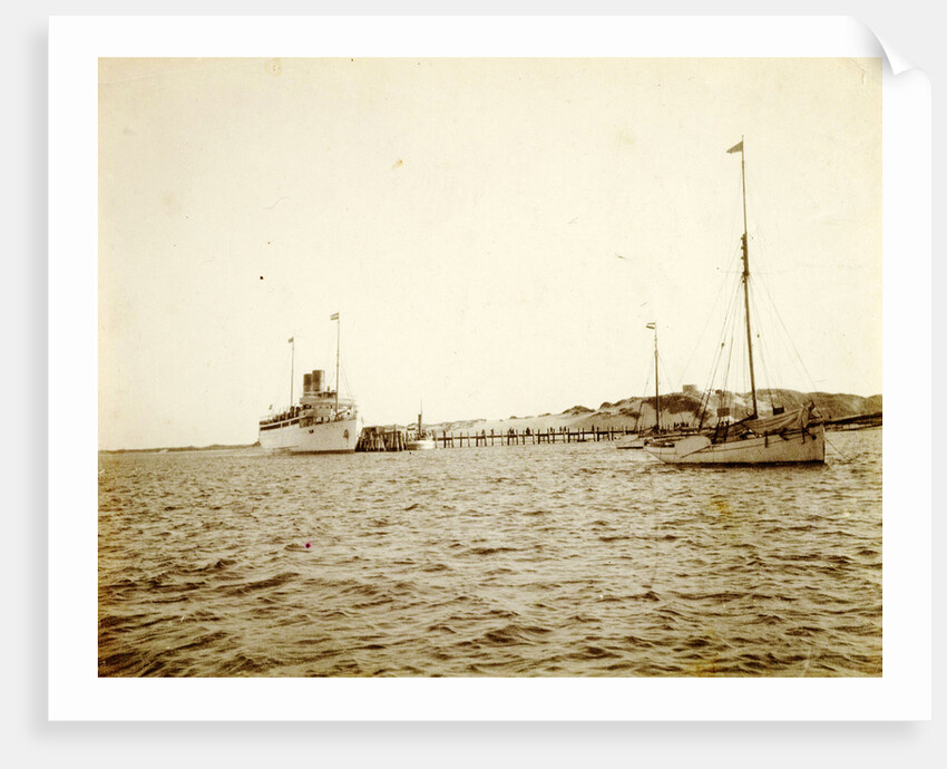 Two ships moored, possibly on one of the islands by Anonymous