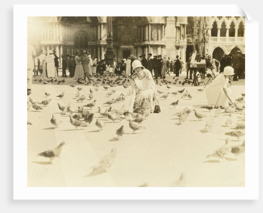 American tourists wearing pigeons in Piazza San Marco, Venice, Italy by Anonymous