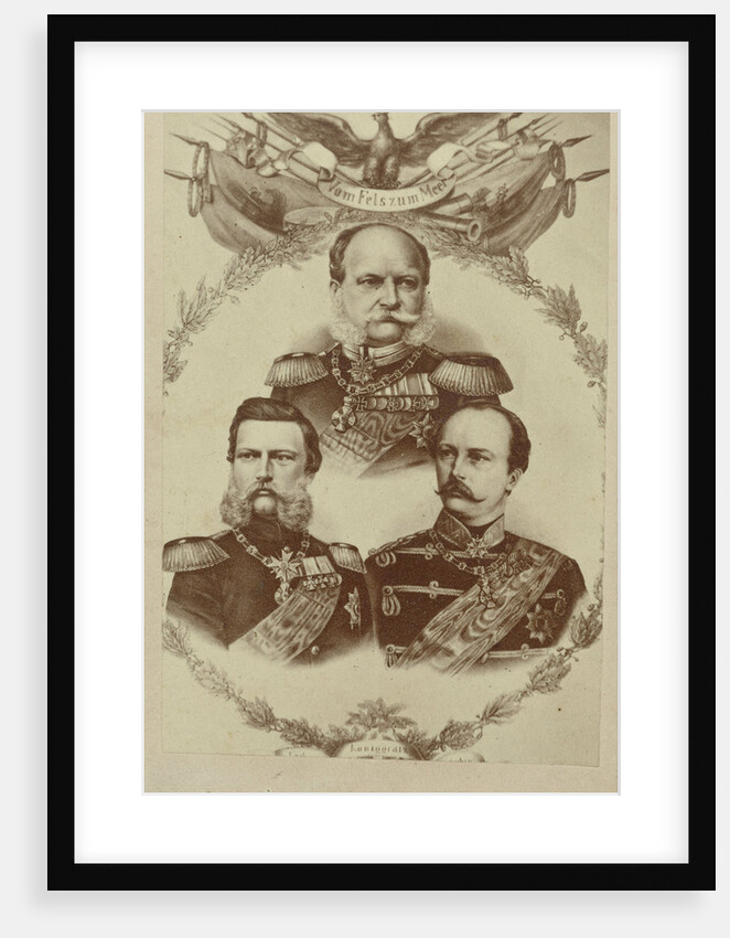 Composition of three portraits of Wilhelm I as king of Prussia, Friedrich III as Crown Prince of Prussia and Wilhelm II as Prince of Prussia by Anonymous