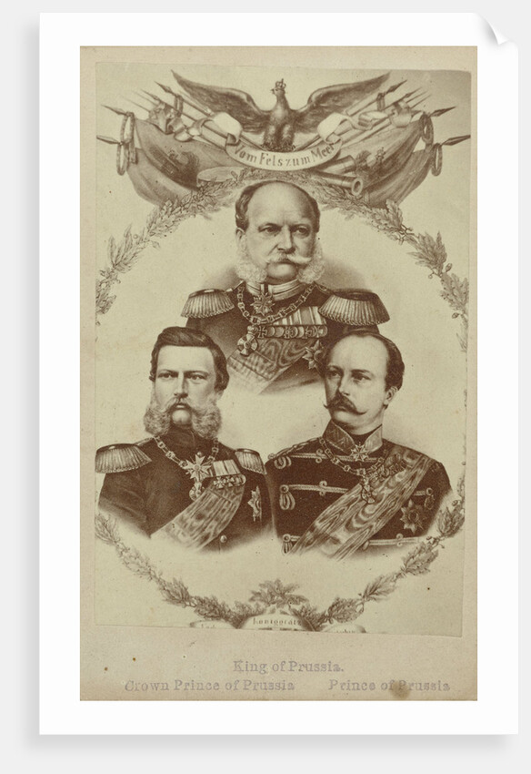 Composition of three portraits of Wilhelm I as king of Prussia, Friedrich III as Crown Prince of Prussia and Wilhelm II as Prince of Prussia by Anonymous