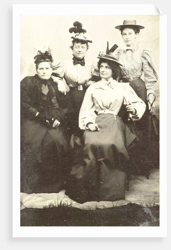 Portrait of four women, Mat printed representation of the studio by Anonymous