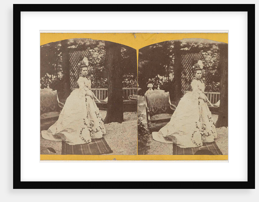 Portrait of a woman in costume in garden by Anonymous