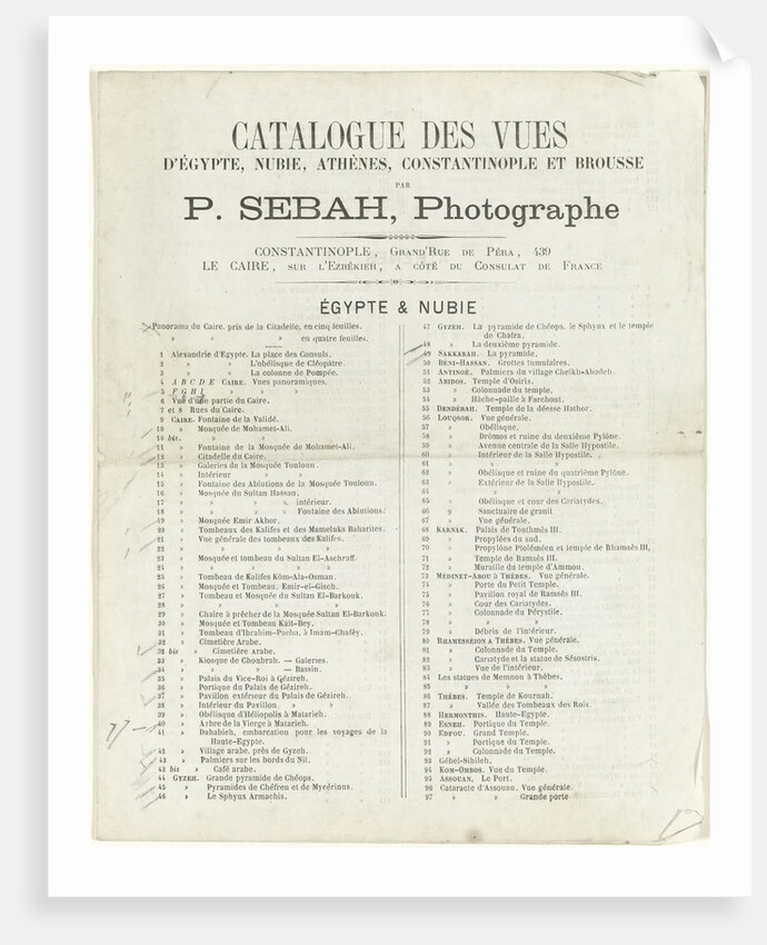 Backlist Sebah by J. Pascal Sébah
