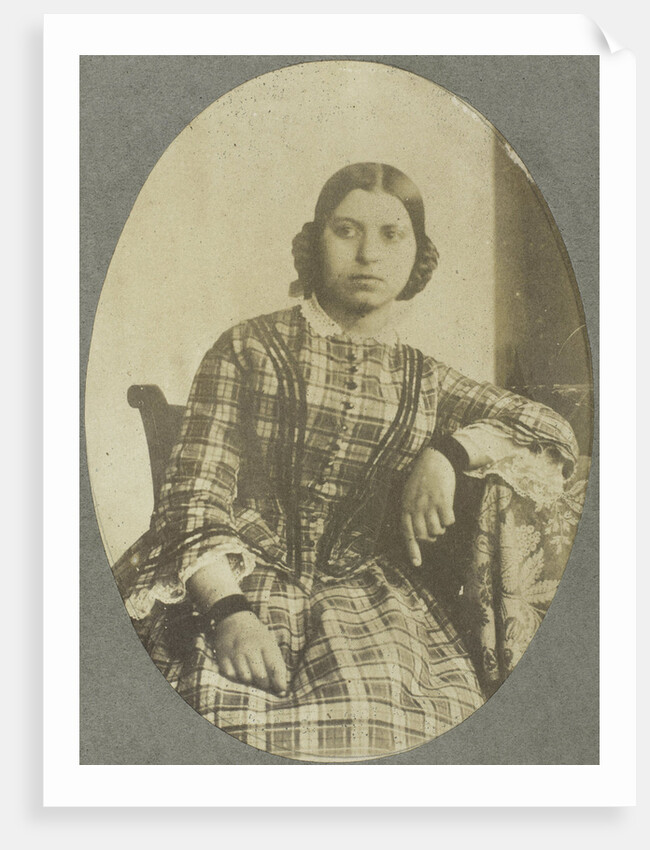 Portrait of a Young Woman with an elbow leaning on table by Eduard Isaac Asser