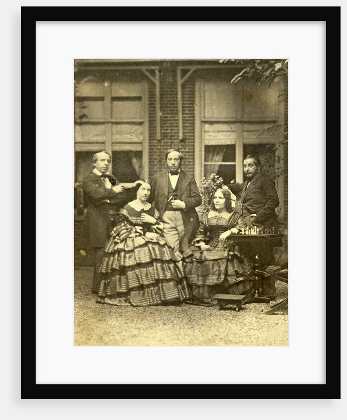 Group portrait of Euphrosine Asser Oppenheim with her brothers and her sister Elisa Beer-Oppenheim in a garden by Eduard Isaac Asser