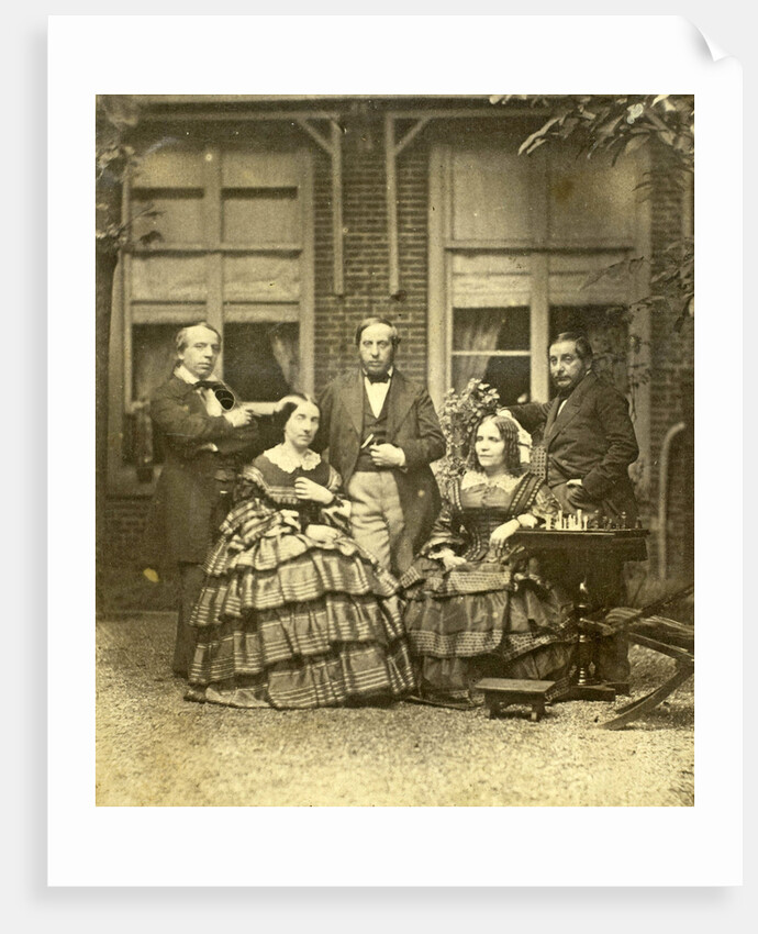 Group portrait of Euphrosine Asser Oppenheim with her brothers and her sister Elisa Beer-Oppenheim in a garden by Eduard Isaac Asser