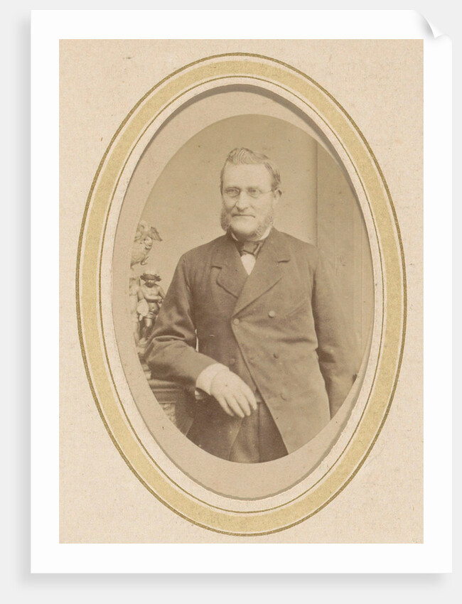 Portrait of a leaning man with a beard and glasses by J. Ephraim