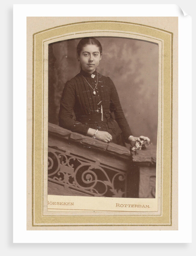 Portrait of a young woman in a dress with a necklace by A. Böeseken