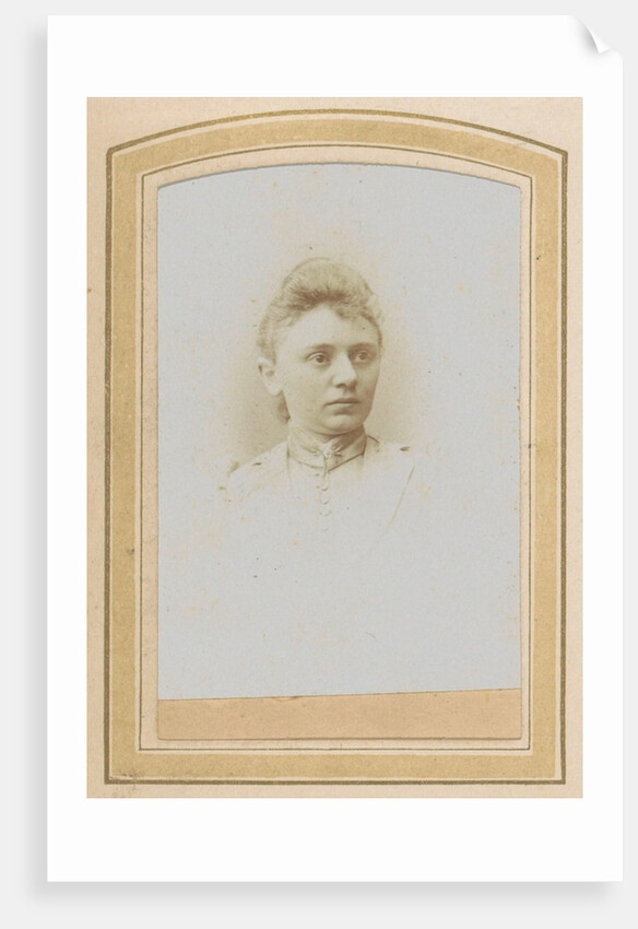 Portrait of a woman with a high-necked blouse with pin and a forelock by Anonymous