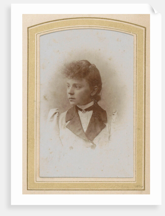 Portrait of a Young Woman with upswept hair, a necklace and a jacket with wide lapels by H.J. Tollens