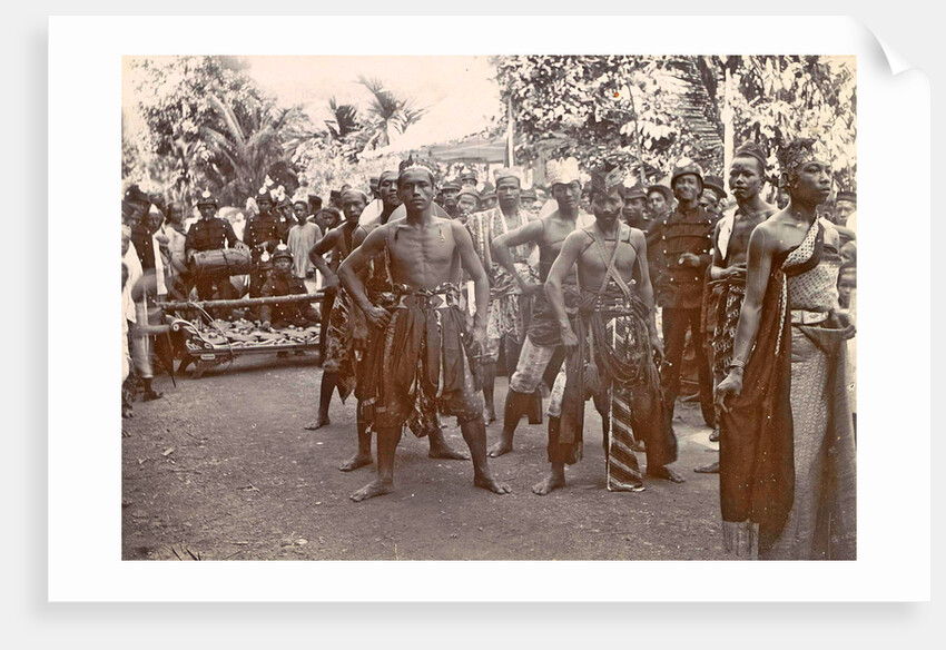 Festive dressed Indian men with gamelan in Ambon, Indonesia by Anonymous